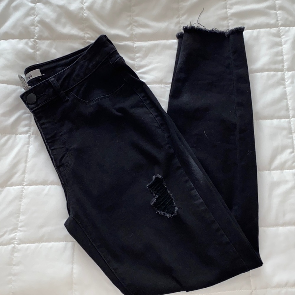 Refuge jeans size 10 distressed black mid/low rise.